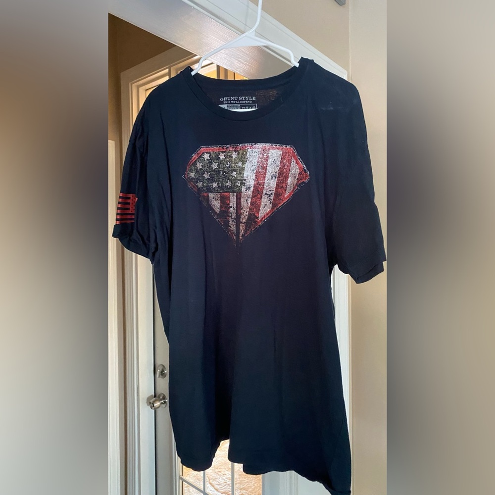 Grunt Style Black Patriotic Shield T-Shirt